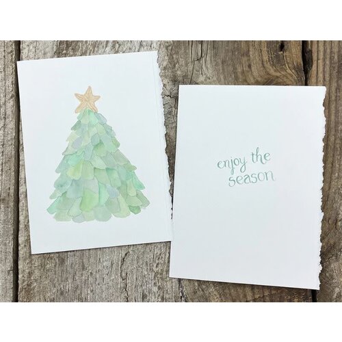  El's Cards Sea Glass Tree Holiday Card 