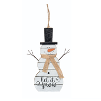 Snowman Wood Slat Ornament