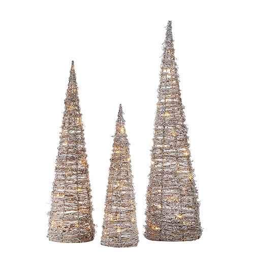  Snowy Lighted Cone Tree 