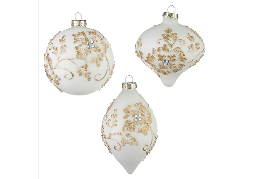  White and Gold Floral Ornament 