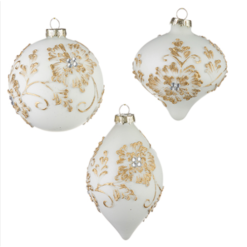 White and Gold Floral Ornament 
