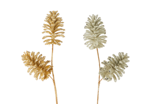  Bead Glitter 21.5" Pinecone Spray 