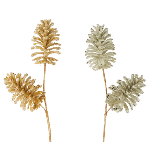  Bead Glitter 21.5" Pinecone Spray 