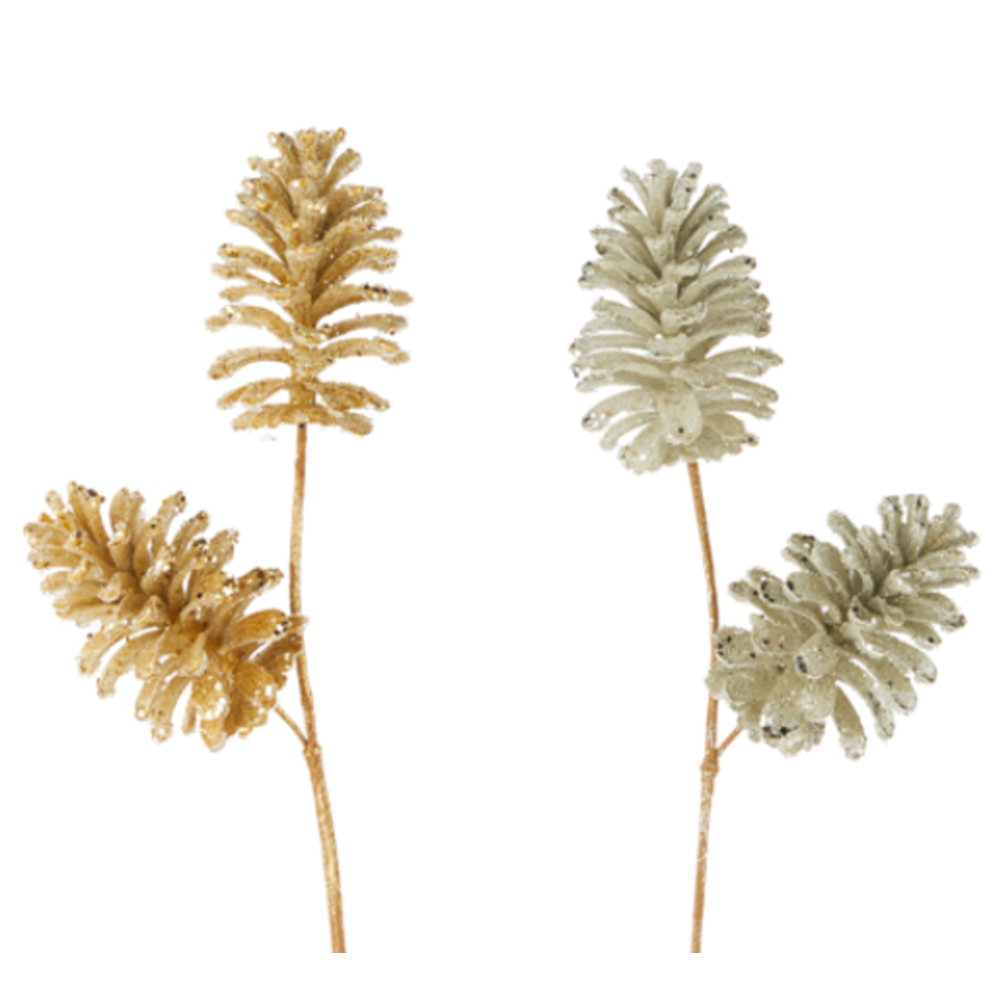 Bead Glitter 21.5" Pinecone Spray