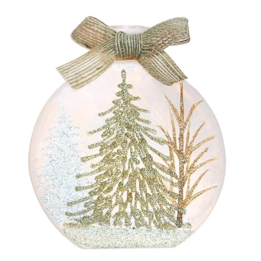 Winter Wonderland Pre-Lit Round Jar with Ribbon