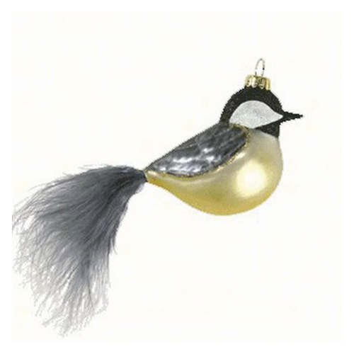  Chickadee with Feather Tail Ornament 