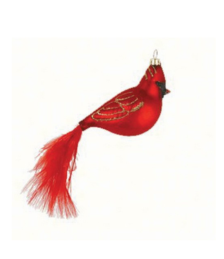 Cardinal with Feather Tail Ornament