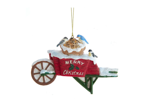 Kurt Adler Bird Wheelbarrow Ornament 