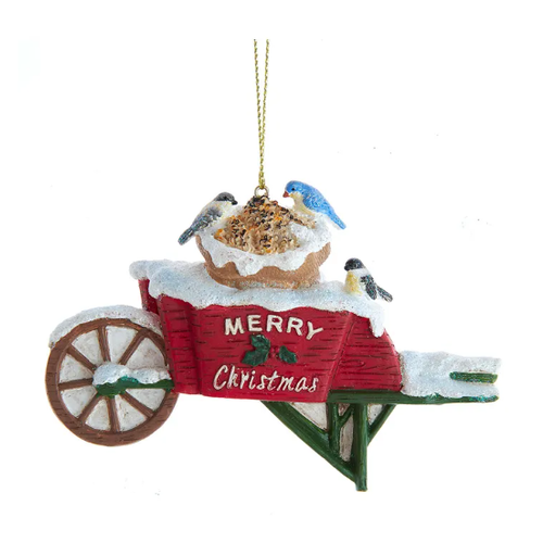  Kurt Adler Bird Wheelbarrow Ornament 