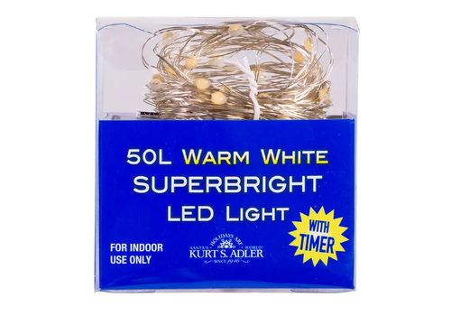  Kurt Adler 50 Light Warm White Lights 