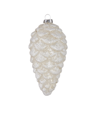 5.75" Glitter White Pinecone Ornament