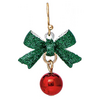 Rain Jewelry Collection Gold Green Bow Red Bell Christmas Earrings