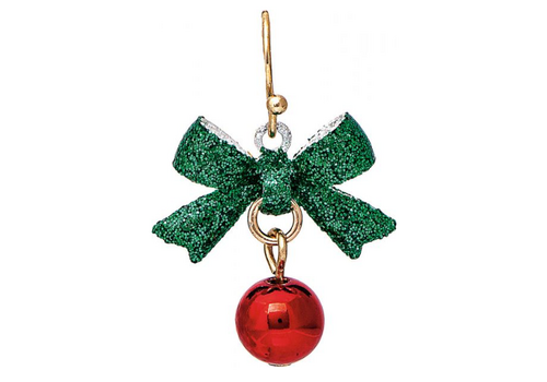  Rain Jewelry Collection Gold Green Bow Red Bell Christmas Earrings 