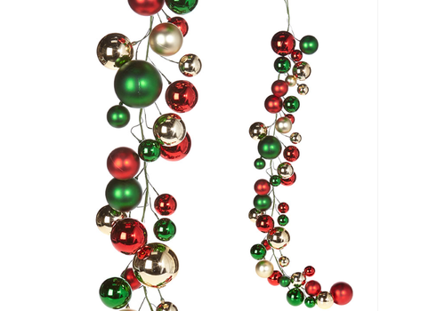  4' Red Green Gold Ball Garland 