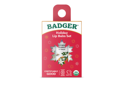  Badger Holiday Lip Balm Set 3 Pack Red Box 