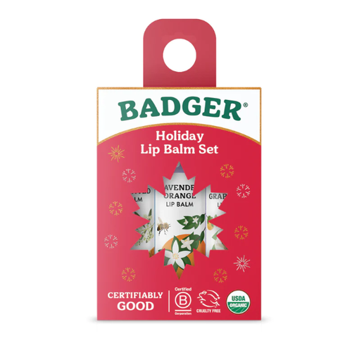 Badger Holiday Lip Balm Set 3 Pack Red Box 