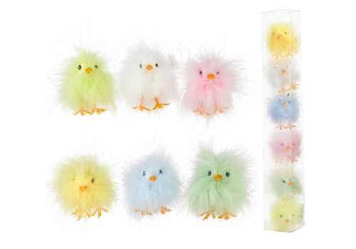  Box of 6 Assorted Fluffy Chicks 