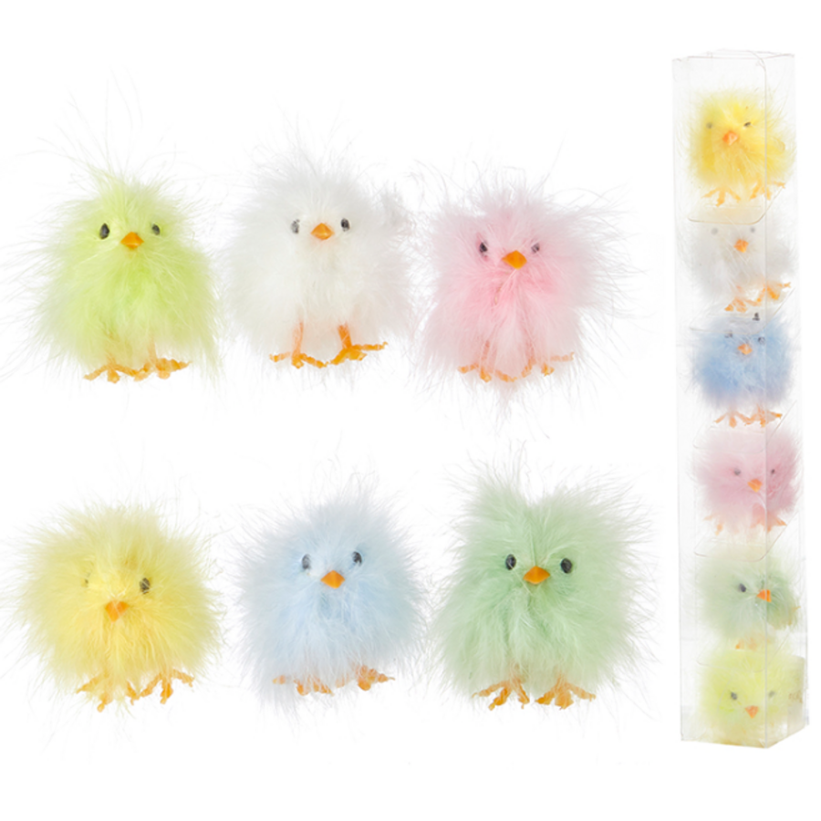 Box of 6 Assorted Fluffy Chicks