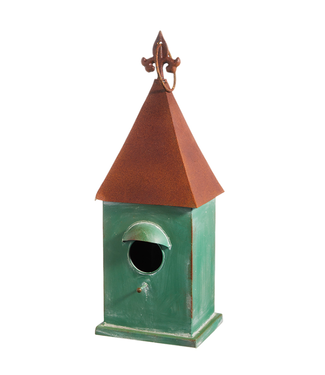 18" Rustic Green Bird House