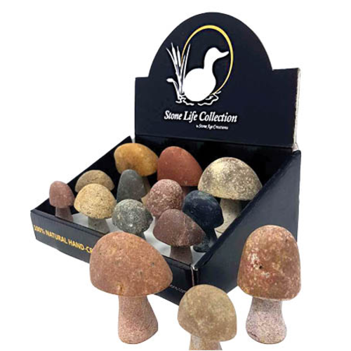  Stone Age Creations, LTD Hand Carved Stone Natural Mushroom 