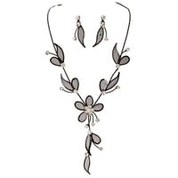 Black Mesh Flower Necklace Set