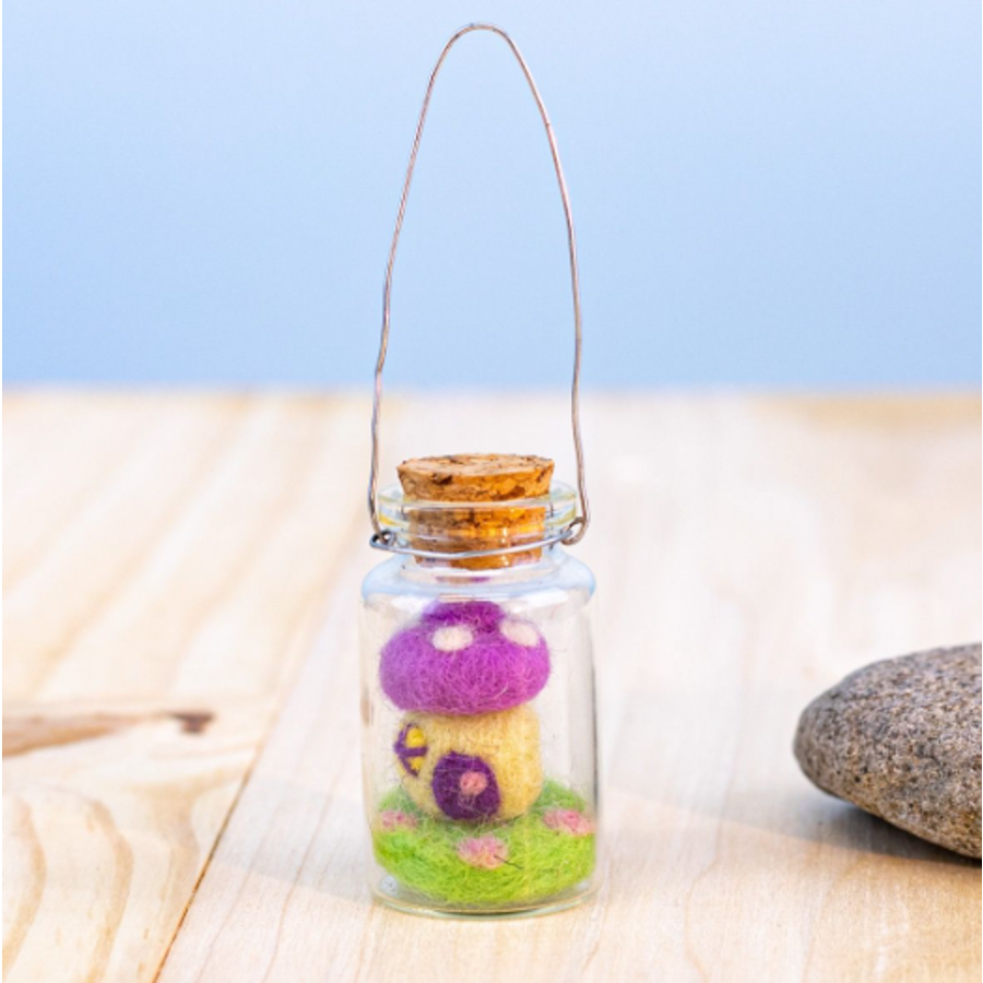 Bottle Ornament Tiny Mushroom House