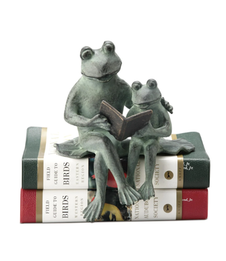 Parent & Kid Reading Frog Shelf Sitter