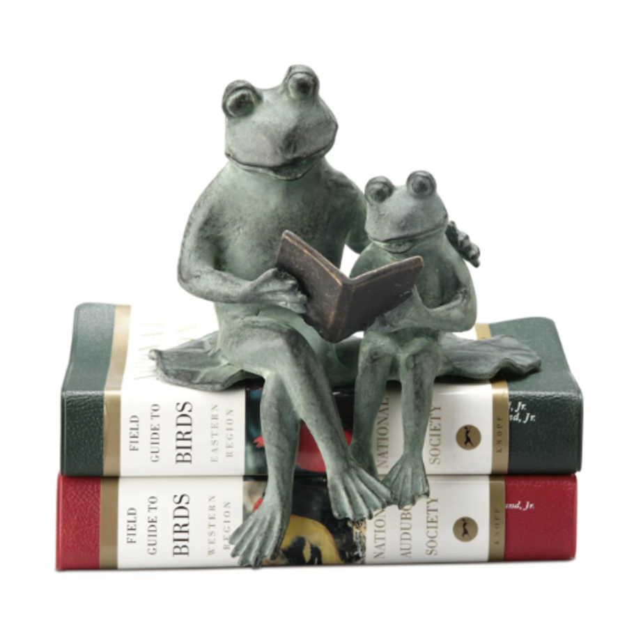 Parent & Kid Reading Frog Shelf Sitter