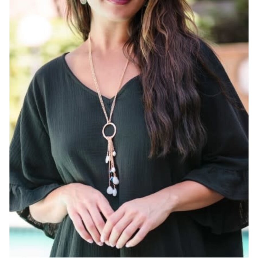 Beaded Drop Necklace Gold