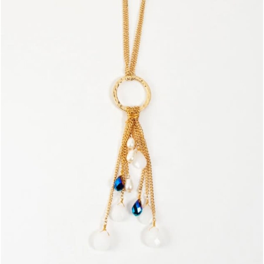 Beaded Drop Necklace Gold