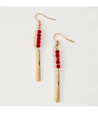 Howards Beaded Bar Earrings Gold - Crimson