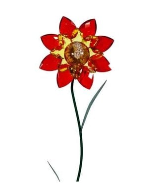 Gem Flower Stake - Amber/Red
