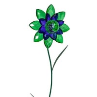 Gem Flower Stake - Green/Blue