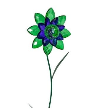 Gem Flower Stake - Green/Blue