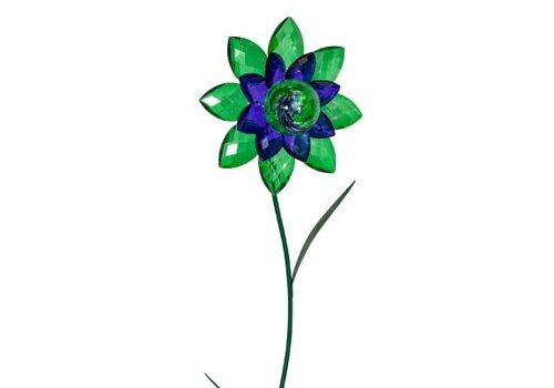  Gem Flower Stake - Green/Blue 