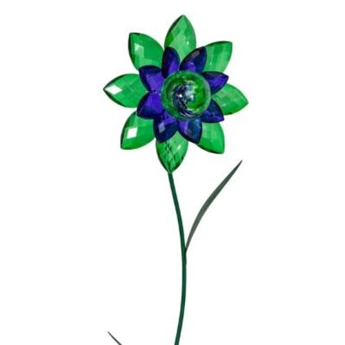 Gem Flower Stake - Green/Blue 