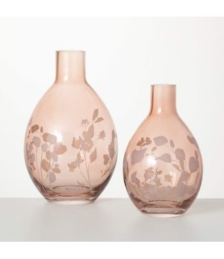 Sullivans Etched Pink Glass Vase