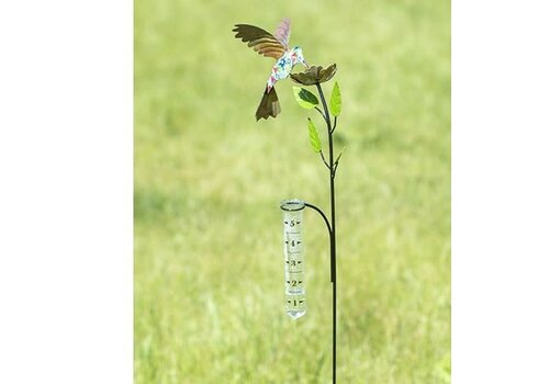  Floral Hummingbird Rain Gauge 