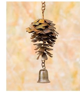 Flamed Pinecone with Bell Ornament