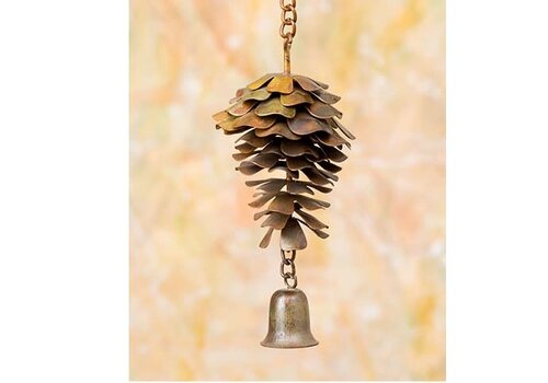  Flamed Pinecone with Bell Ornament 