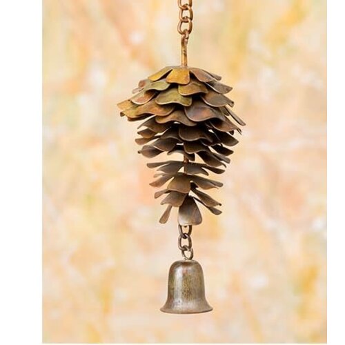  Flamed Pinecone with Bell Ornament 
