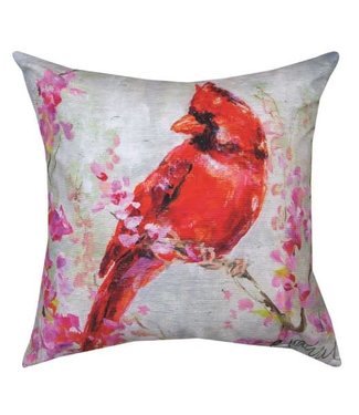 Cardinal in Redbud Square Pillow