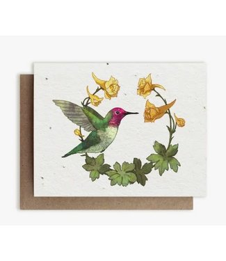 Small Victories Plantable Herbs Card - Hummingbird & Larkspur