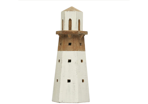  Creative Co-Op Wood Lighthouse White/Natural 