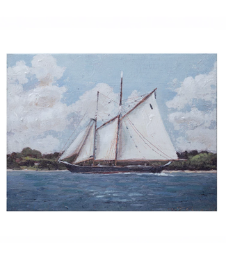 Creative Co-Op Canvas Wall Décor with Sailboat