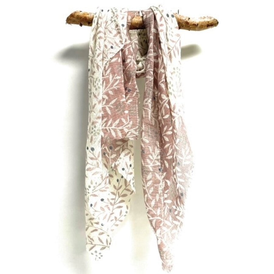Cotton Gauzy Scarf Vine/Flower Buds