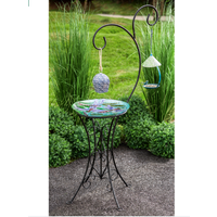 Metal Bird Bath Stand with Dual Shepherd's Hook