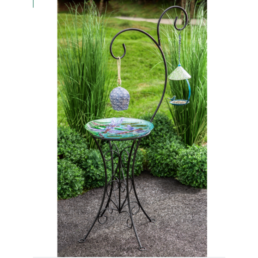 Metal Bird Bath Stand with Dual Shepherd's Hook