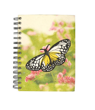 Mr. Ellie Pooh Fair Trade White/Yellow Butterfly Large Notebook