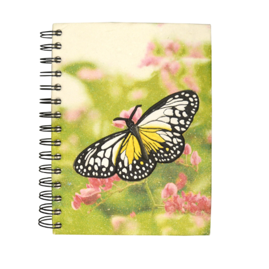 White/Yellow Butterfly Large Notebook